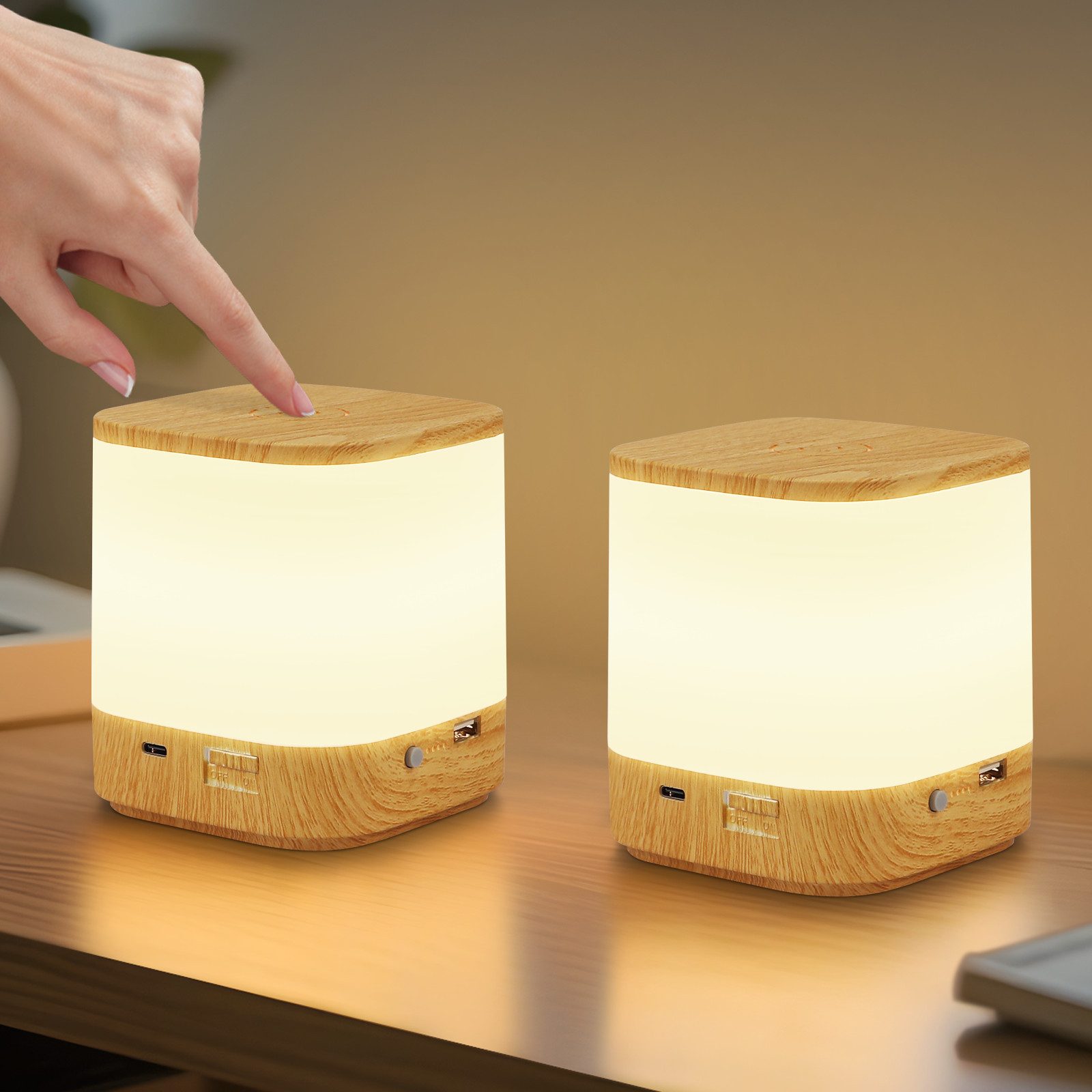 NETTLIFE 2 kpl LED-pöytävalaisimia, 3600 mAh akku, USB-lataus