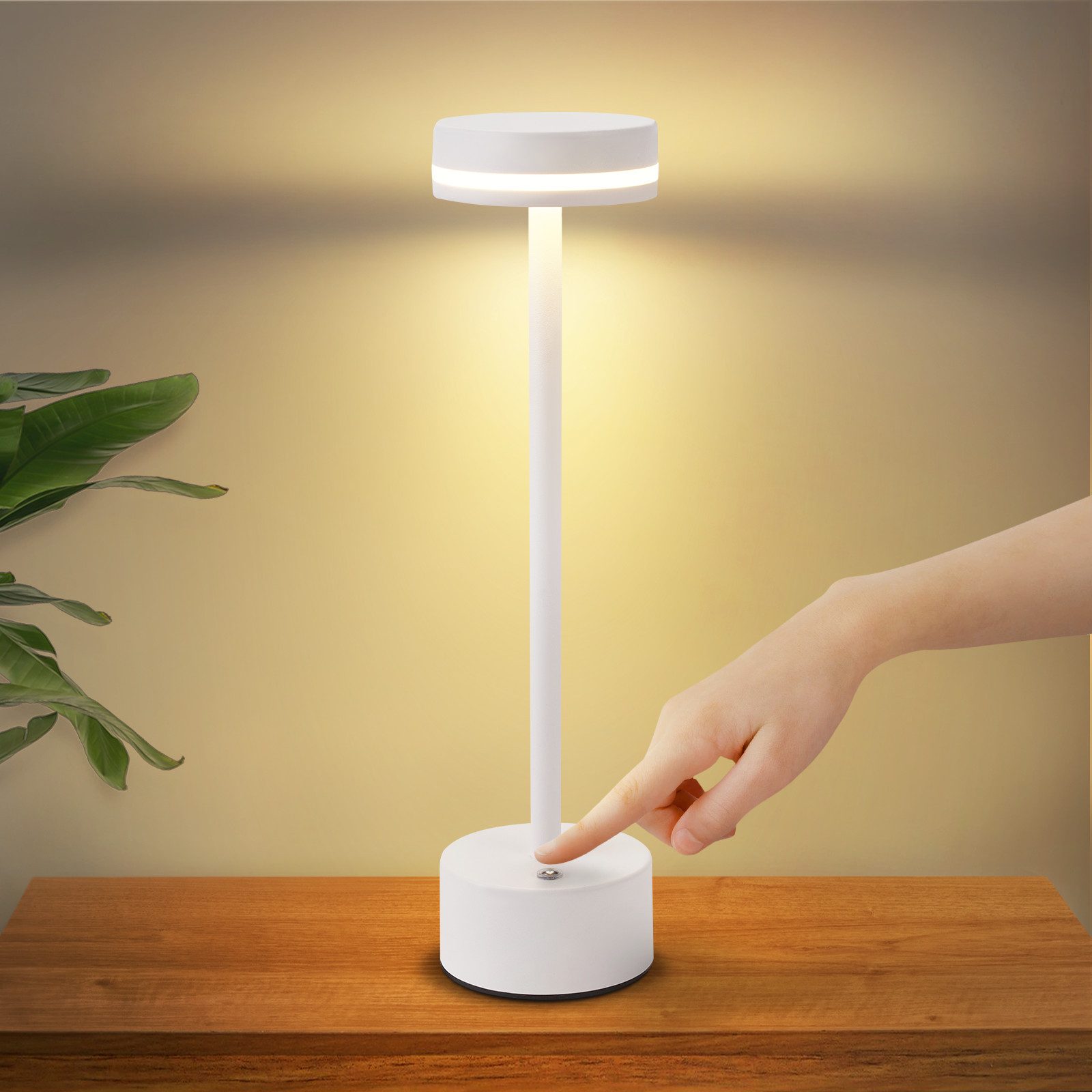 NETTLIFE langaton led-pöytävalaisin, valkoinen kosketusvalaisin
